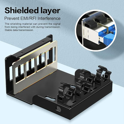 4 Port Patch Panel CAT6 Keystone Patch Panel (EC Listed) Network for Home/Office (1U 4Port, CAT6 Shielded)