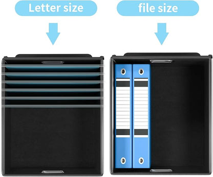 Huolewa Portable File Organizer Box Office Document Storage with Lid, Linen Hanging Filing Storage Boxes, Decorative Home/Office Filing System for File and Folders Storage (Sky-blue)