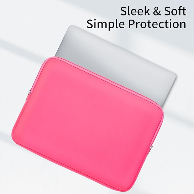 RAINYEAR 15.6 Inch Laptop Sleeve Protective Case Soft Carrying Zipper Bag Cover Compatible with 15.6" Notebook Computer Ultrabook Chromebook (Bright Pink)