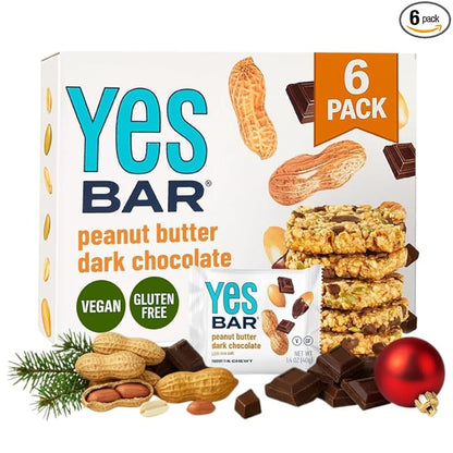 The YES Bar Peanut Butter Dark Chocolate – Plant Based Protein, Decadent Snack Bar – Vegan, Gluten Free, Dairy Free, Low Sugar, Healthy Snack, Breakfast, Low Carb, Keto Friendly (Pack of 6)