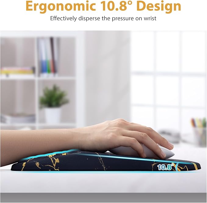 EYROZILL 3 in 1 Ergonomic Wrist Rest for Keyeboard and Mouse, Non-Slip Desk Mouse Pad with Wrist Support, Keyboard Wrist Rest and Mouse Pad Set Massage Design (Black Marble)