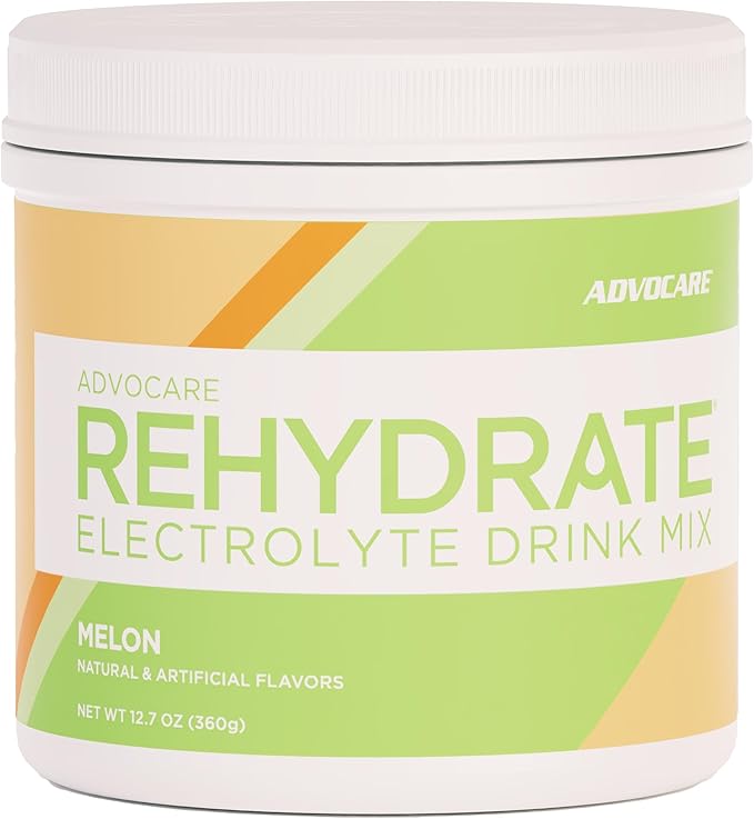 AdvoCare Rehydrate - Electrolyte Drink Mix - Includes Magnesium, Sodium, Potassium & Calcium - Antioxidant & Amino Acid Fortified - Supports Hydration & Recovery - Melon, 12.7 oz