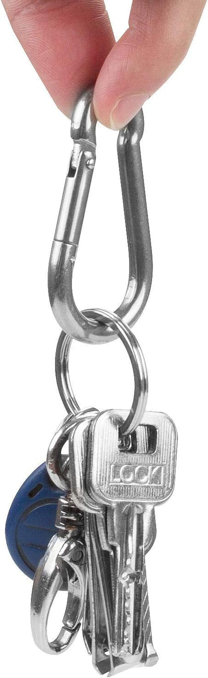 CertBuy 50pcs 2 Inch Stainless Steel Spring Snap Hook, 304 Stainless Steel Carabiner Clip Keychain Heavy Duty Quick Link Hook for Camping Fishing Hiking Traveling