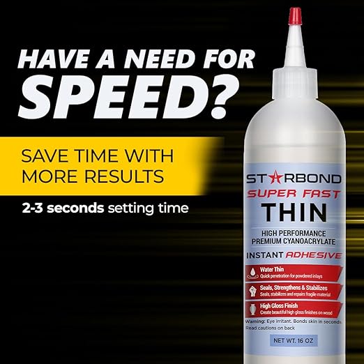 Premium Grade Cyanoacrylate (CA) Super Glue by Starbond - 16 oz. Complete Refill KIT (453g) - Super Fast Thin Adhesive, Precise Application for Woodturning, CA Finish, Woodworking, Hobby Models, Inlay