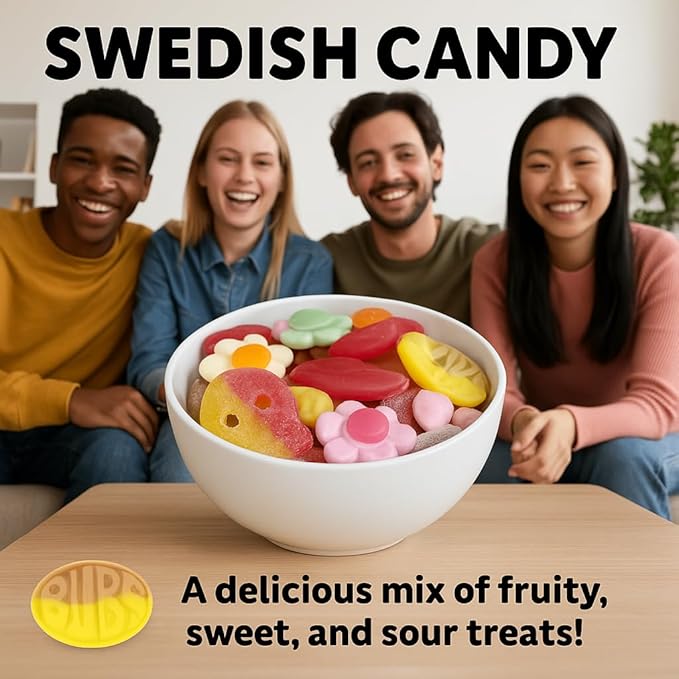 Swedish Candy sweet and sour pick n mix 1 lb including BUBS, Skulls, Swedish Fish and Sour Gummies, great for Chrismas Candy