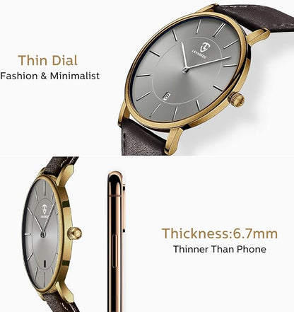 BEN NEVIS Watch, Mens Watch, Minimalist Fashion Simple Wrist Watch Analog Date with Leather Strap