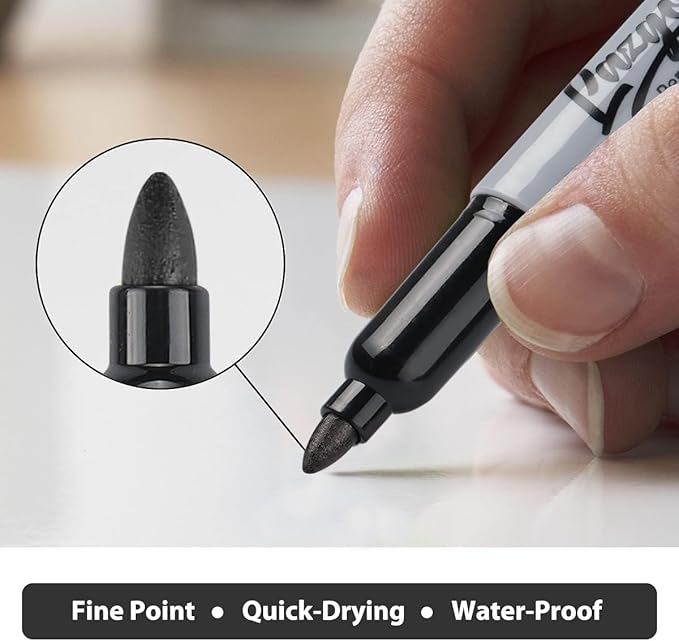 Permanent Markers Bulk, 120 Pack Fine Tip Black Permanent Markers, Waterproof Markers, Premium Smear Proof Pens, Quick Drying, Office Supplies for School, Office, Home