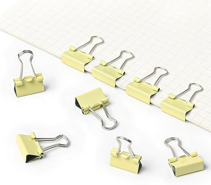 100 Pack Mini Yellow Binder Clips 5/8 Inch (15 mm), Colored Little Paper Clamps, Small Tiny Micro Size Paper Clips for Office Home School Business 0.6"