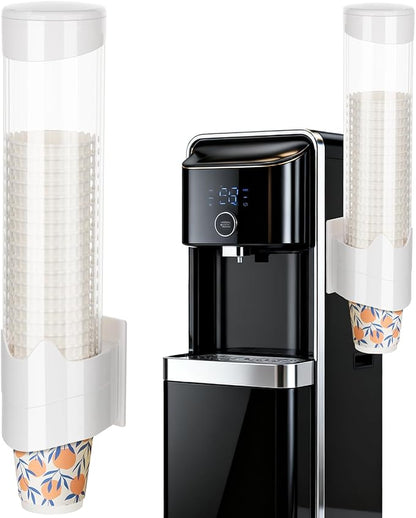 MYITYARD Large Cup Dispenser, Wall Mount Water Cooler Cup Dispenser Fits 10oz - 16oz Disposable Paper and Plastic Cups, Pull Type Cup Holder for Home Office Hospital Gym, Magnetic Mounting, White