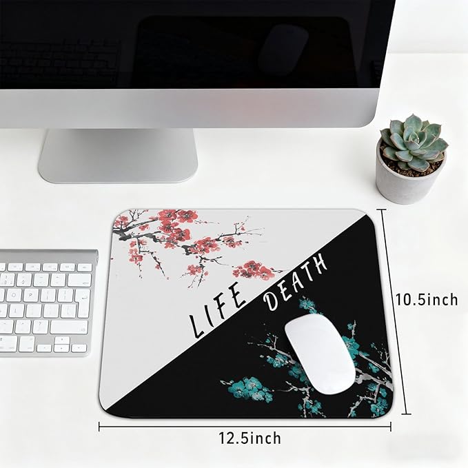 Cherry Blossoms Patterns Desk Mat, Large Gaming Mouse Pad Non-Slip Rubber Base with Stitched Edges, Waterproof Protection for PC Laptop Home Office Desk Decor (12.5x10.5in)