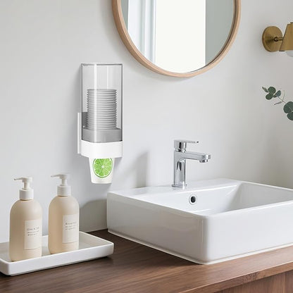 MYITYARD Cup Dispenser, Pull Type Wall Mount Cup Holder for Water Cooler Fit 3oz-5oz Disposable Paper and Plastic Cups, Bathroom Mouthwash Cup Dispenser for Home, Office, Gym, Hospital (White)