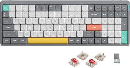 nuphy Air96 V2 Wireless Mechanical Keyboard,100 Keys RGB Backlit Keyboard,Supports Bluetooth 5.1,2.4G and Wired Connection,for PC/Laptop/Windows/Mac -Grey Gateron Red Switch