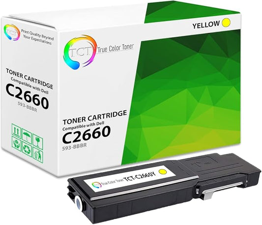TCT 2660 Yellow Toner Cartridge - Compatible Replacement for Dell C2660Y 593-BBBR Yellow High Yield Works with Dell C2660DN C2665DNF Printers (4,000 Pages)