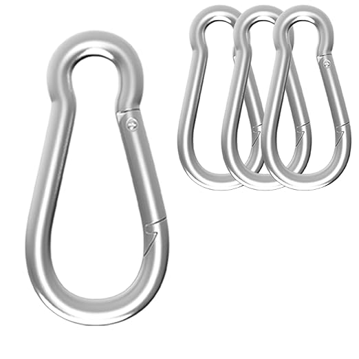 4PCS M12 Spring Snap Hook Carabiner, 4.7IN Heavy Duty Galvanized Steel Carabiner Clip, 1000LBS Holding Capacity Spring Clips for Hammock Swing Outdoor Travel
