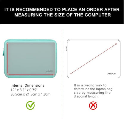 Arvok 11 11.6 12 Inch Laptop Sleeve Case for MacBook Air 12, Water-Resistant Neoprene Notebook Computer Tablet Sleeve, Carrying Bag Cover for Chromebook/HP/Dell/Lenovo/Asus/Acer, Light Green
