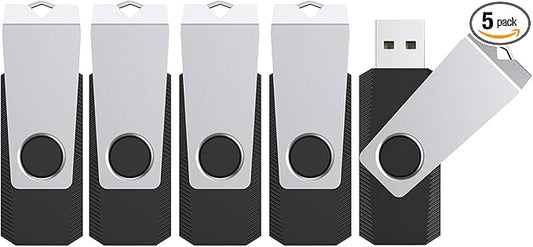 TOPESEL 32GB Flash Drive 5 Pack Bulk, USB2.0 Thumb Drive USB Stick for Data Storage Backup, Jump Drive Pen Drive Zip Drive Memory Stick with Indicator, USB Storage Flash Drive Swivel Design