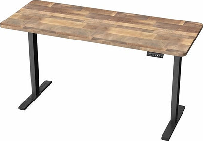VIVO Electric 60 x 24 in Standing Desk, Memory Height Adjustment, 1B Series, One-Piece Reclaimed Wood Top, Black Frame, DESK-KIT-1B6P