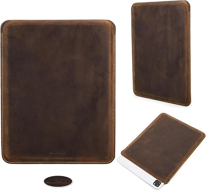Top Grain Leather 12.9" Tablet Sleeve Slim Protector, Vintage Design, Fully Handmade, Compatible with 12.9" iPad Pro 3/4/5/6 Gen, Fits A2233 A2069 A2378 A2379 A2461 A2462, Coffee 12.9 Inch