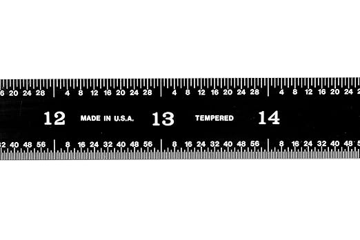PEC Tools 24" Flexible Machinist Rule, Stainless Steel Ruler with Black Chrome Finish, High-Contrast Easy to Read, 4R Graduaction (1/8", 1/16", 1/32", 1/64"), Made in USA