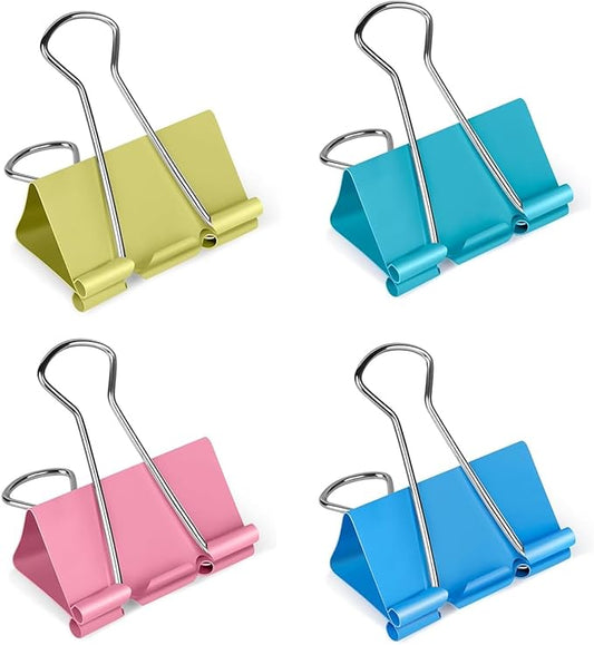 Ufmarine Large Binder Clips 1.6 inch Length, Colorful, for Office (24 Pcs)