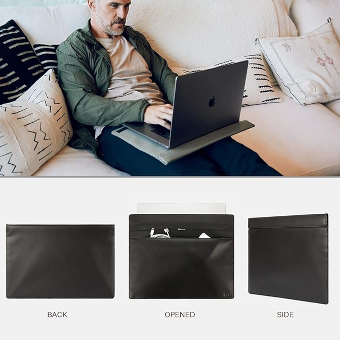 SLNT Faraday Bag with Silent Pocket Technology - Leather Signal Blocking Device Sleeve for 13 inch and 15 inch Laptops and Tablets, Provides Instant Protection (Black Leather, 15 inch)