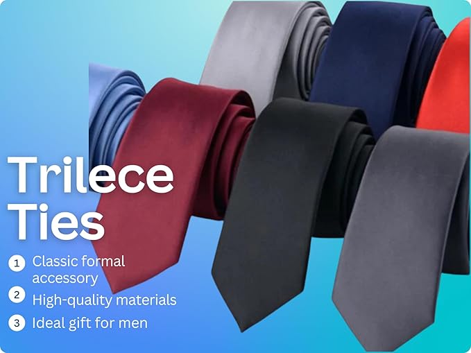 trilece Ties for Men - Men's Solid Color Ties - Formal Neckties for Men - Neck Tie for Man