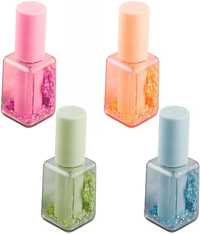4 Pcs Multifunctional Highlighters Set Nails Polish Shape Highlighter Marker Fluorescent Pen Bible Marker Pen