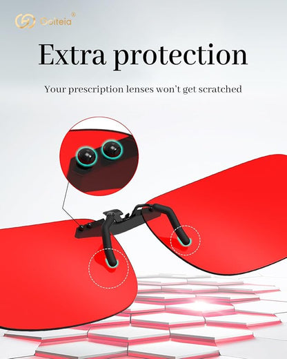 Goiteia Red Clip on Blue Light Blocking Glasses for Sleep-Block Blue & Green Light-Fast and Sound Sleep/Relieve Eye Strain