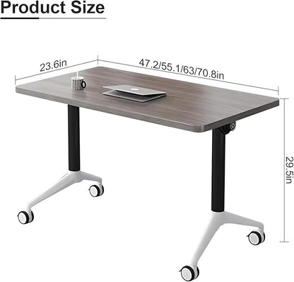 Conference Room Table, Folding Conference Table with Flip-Top Design, Mobile Seminars Dynamic Meetings Training Tables for Offices, Classrooms, and Meeting Room (8, grey1915, 70.8in)