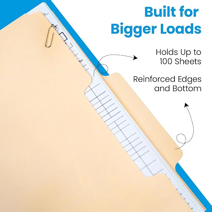 Pendaflex Manila Legal Size File Folders - 1/3-Cut Tabs in Left, Center, Right Positions for Easy Labeling - Manila Folders Ideal for Office, Home Office & Filing Cabinets, 100 Folders (Pack of 1)