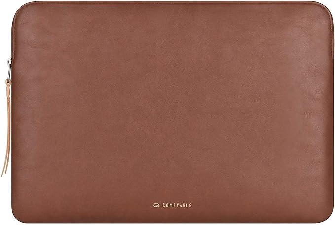 Comfyable Slim Protective Laptop Sleeve 15 Inch 14 Inch, PU Leather Bag Compatible with 15" MacBook Air (Snug Fit) M4 2025 & 14" MacBook Pro M4 (Loose Fit), Computer Case for Mac, Brown