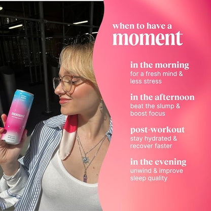 Moment Mocktails Non Alcoholic Drinks (Shark Tank) | SPARKLING Classics Adaptogen Drink | L-Theanine & Ashwagandha for Calm & Clarity | 0 Added Sugar 0 Caffeine | 24-pack