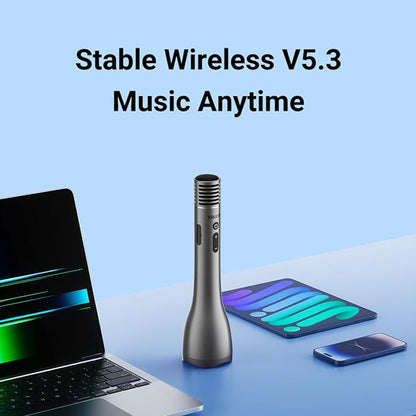 TAKSTAR Bluetooth Microphone Karaoke Wireless Mic & Voice Amplifier Microphone with Speaker, 4 Sound Effects & TF Card, 12W Portable Handheld Mic for Meeting Outdoors Speech Party Teaching(DA12)