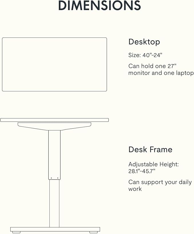 FLEXISPOT EN1 Whole-Piece Standing Desk 40" x 24" Electric Small Desk for Home Office (Black Frame + Maple Top, 2 Packages)