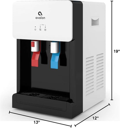 Avalon B8WHT Countertop Bottleless Water Cooler Dispenser - 2 Stage Water Filters and Installation Kit included, NSF Certified, UL Listed, White