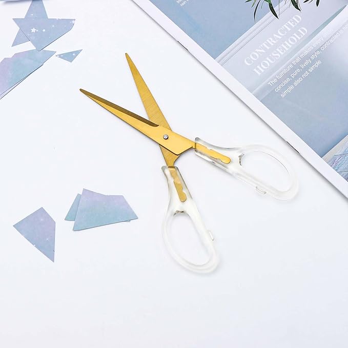 AxeWoodz Gold Acrylic Scissors, 6.5 Inch Office Scissors, Stainless Steel Blade, All Purpose, 1 Count