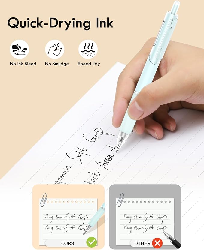 Gel Pens, 12 Pcs Quick Dry Black Ink Pen, Cute Ergonomics Fine Point Smooth Writing Pens, Back to School Office Supplies Fun Aesthetic Pen Gifts for Girl Student Women, 0.38/0.5/0.7mm