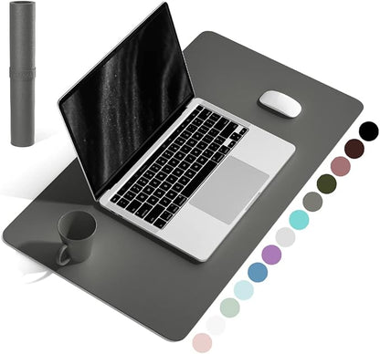 YSAGi Non-Slip Leather Desk Pad, Waterproof Laptop Computer Desk Keyboard Mat, Table Protector Blotter Mat, Large Mouse Pad for Office/Work/Home/Decor(Dark Gray, 23.6" x 13.7")