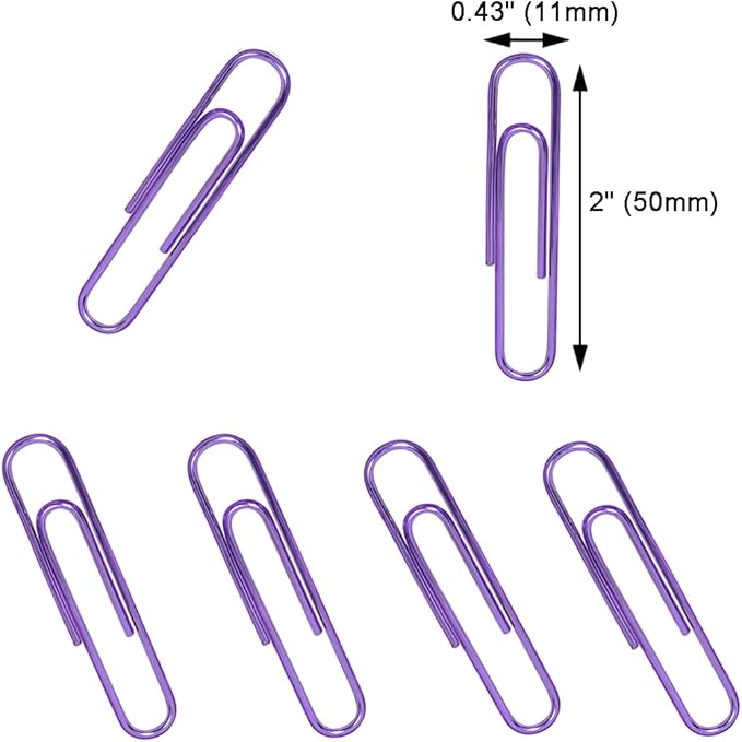 PaperClips, 100PCS 2" Paper Clips Large（50MM, Durable & Rust Resistant Coated PaperClips, Large Paper Clips Great for Office, School and Personal Use