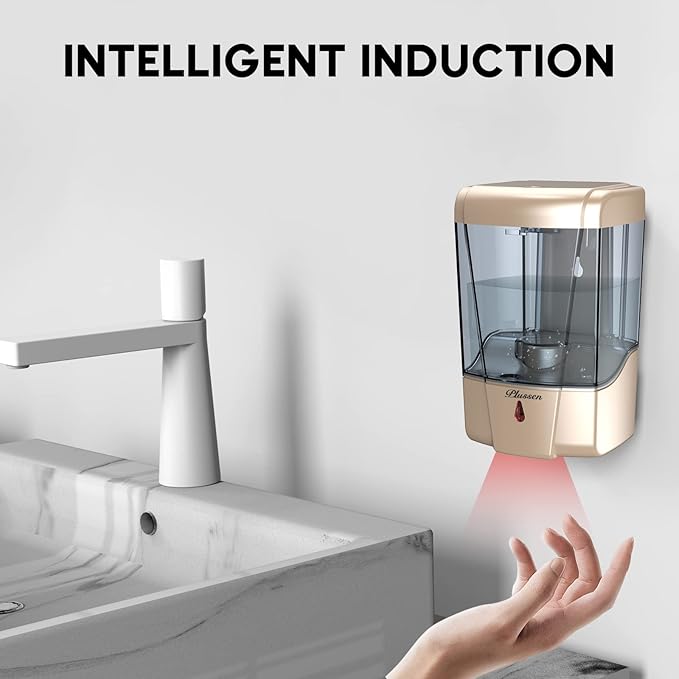 Automatic Soap Dispenser Wall Mount, Hand Sanitizer Dispenser 600ml Gel Liquid Touchless Hand Soap for Home Hospital School Office,Gold