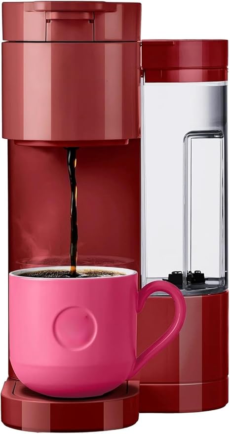 KeurigK K-Express Essentials Single-Serve KCup Pod Coffee Maker 3 Cup Sizes Fast Fresh Brew 30oz Removable Water Reservoir Travel Mug Friendly Maintenance Alert Space-Saving (Red)