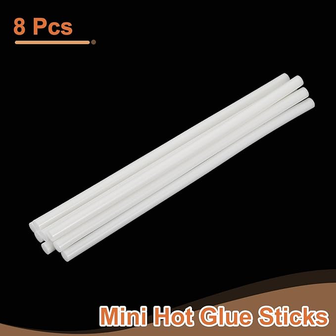 uxcell 8 Pcs Mini Hot Glue Sticks, 0.28" Dia x 7.87" Long EVA Glue Gun Sticks, White Mini Hot Melt Glue Sticks for DIY Craft Sticky Projects