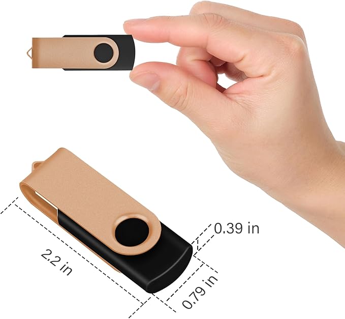 EASTBULL 64GB USB Flash Drive Bulk Thumb Drives 10 Pack with Lanyards USB 2.0 Memory Sticks Zip Drive Pen Drive for Storage and Backup Glod 10PCS 64GB