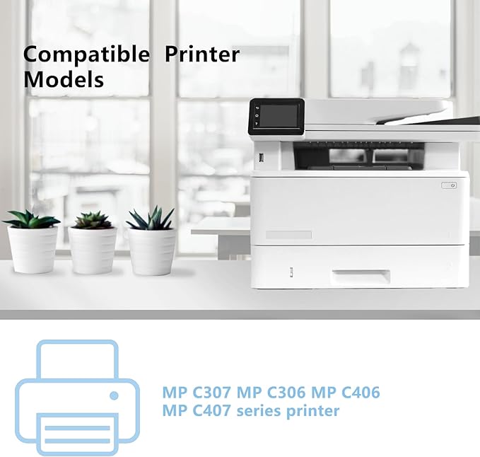 MP C406 C306 High Yield Toner Cartridge Set Compatible for C406 842091 842092 842093 842094 Toner Cartridge Replacement for MP C306 C307 C406 C407 Printer (4-Pack, Black/Cyan/Magenta/Yellow)