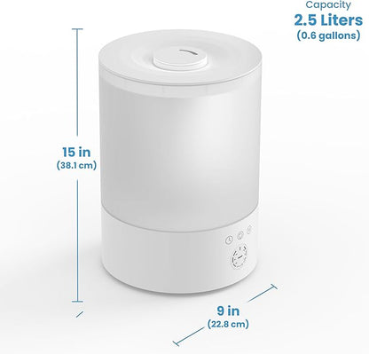 Everlasting Comfort 2.5L Top Fill Humidifiers for Bedroom, 2.5L - Quiet Easy to Fill & Clean, 24HR Runtime, Night Lights, Timer, Ultrasonic Cool Mist Humidifier, Auto Shut-Off, Essential Oil Diffuser