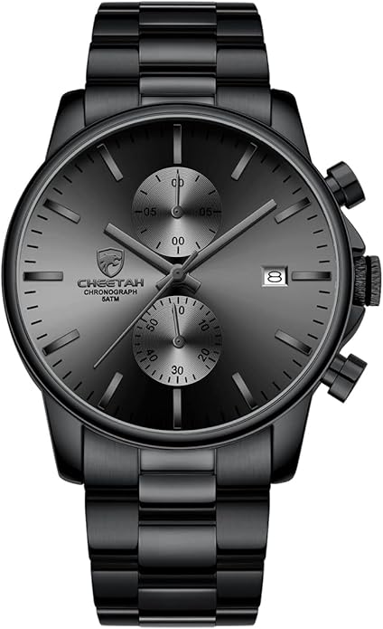 GOLDEN HOUR Fashion Business Mens Watches with Stainless Steel Waterproof Chronograph Quartz Watch for Men, Auto Date