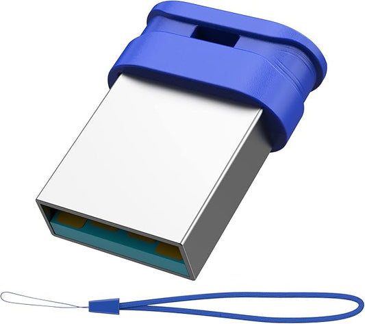 K&ZZ 128GB Flash Drive 128GB USB 3.0 Flash Memory Stick Drive with Lanyard Ultra High Speed Mini 128 GB Thumb Drive USB Stick for PC/Laptop, Blue