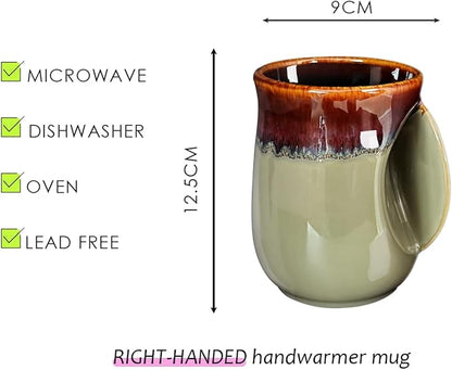 Selamica Ceramic 18oz Novelty Right-handed Handwarmer Mug, Coffee Mug for family friends and couple - Ceylon Green