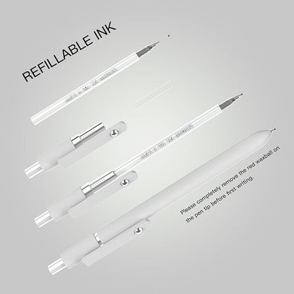 Retractable Gel Pens,0.5mm fine point pen, smooth writing nursing pens,stationary for women,Cute Office and School Supplies for Women Teacher Students(10 Pcs Black Ink-White pen)