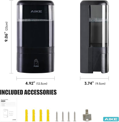 AIKE Wall Mount Liquid Soap Dispenser for Commercial Bathrooms,Offices,Restaurants 40 oz Large Capacity AK1007,Black
